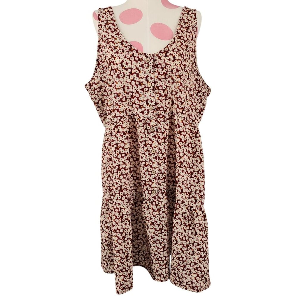 Women's Good Luck Gem Floral Ruffled Sleeveless Dress Babydoll XL Flowy Daisy